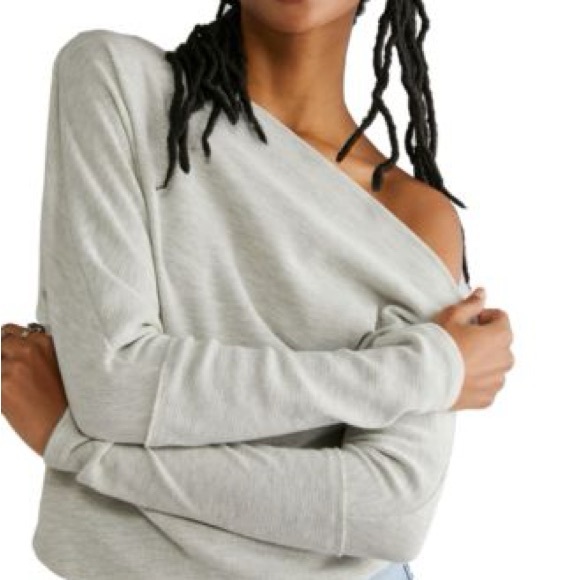 Free People Fuji Thermal One Shoulder Top in Light Grey - Picture 2 of 7